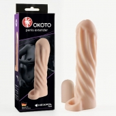 Телесная насадка-удлинитель Okoto со спиралевидным рельефом - 16 см. - Sitabella - в Санкт-Петербурге купить с доставкой