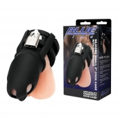 Черная клетка для пениса Silicone Small 2 in Cock Cage With Ball Divider - BlueLine - купить с доставкой в Санкт-Петербурге