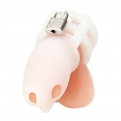 Белая клетка для пениса Silicone Small 2 in Cock Cage With Ball Divider - BlueLine - купить с доставкой в Санкт-Петербурге