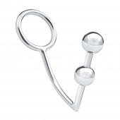 Кольцо на пенис с анальным стимулятором Two Bead Stainless Steel Anal Hook   Cock Ring - BlueLine - в Санкт-Петербурге купить с доставкой