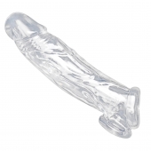 Прозрачная насадка для увеличения члена Realistic Clear Penis Enhancer and Ball Stretcher - 20,3 см. - XR Brands - в Санкт-Петербурге купить с доставкой