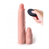 Телесная вибронасадка на член 3  Vibrating Mega X-tension with Remote - 22,9 см. - Pipedream - в Санкт-Петербурге купить с доставкой