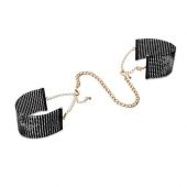 Чёрные дизайнерские наручники Desir Metallique Handcuffs Bijoux - Bijoux Indiscrets - купить с доставкой в Санкт-Петербурге