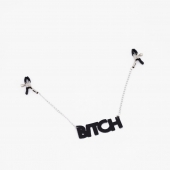Зажимы на соски с кожаной подвеской Bitch - Crazy Handmade - купить с доставкой в Санкт-Петербурге
