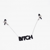 Зажимы на соски с кожаной подвеской Bitch - Crazy Handmade - купить с доставкой в Санкт-Петербурге