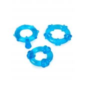 Набор из 3 синих эрекционных колец с различным рельефом - Erowoman-Eroman - в Санкт-Петербурге купить с доставкой