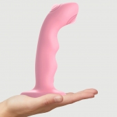 Розовая насадка-стимулятор Strap-On-Me Tapping Dildo Wave - Strap-on-me - купить с доставкой в Санкт-Петербурге