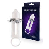 Эластичная насадка на пенис с подхватом мошонки и стимулирующими «ресничками» - Sextaz - в Санкт-Петербурге купить с доставкой