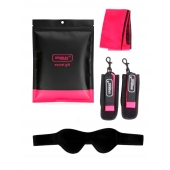 Черно-розовый эротический набор: маска, наручники и повязка - Erokay - купить с доставкой в Санкт-Петербурге