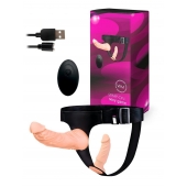 Женский страпон с 2 насадками, вибрацией и пультом ДУ - Erowoman-Eroman - купить с доставкой в Санкт-Петербурге