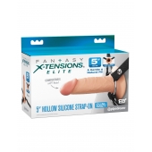 Телесный пустотелый фаллопротез 5’’ Hollow Silicone Strap-On - 14 см. - Pipedream - купить с доставкой в Санкт-Петербурге