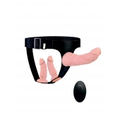 Женский страпон с 3 насадками и вибрацией - Erowoman-Eroman - купить с доставкой в Санкт-Петербурге