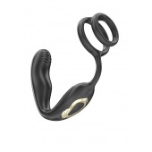 Черная анальная пробка с вращением и эрекционными кольцами - Ibiza - в Санкт-Петербурге купить с доставкой