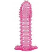 Гелевая розовая насадка с шипами - 12 см. - Toyfa Basic - в Санкт-Петербурге купить с доставкой