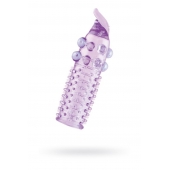 Гелевая фиолетовая насадка с шариками, шипами и усиком - 11 см. - Toyfa Basic - в Санкт-Петербурге купить с доставкой
