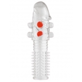 Гелевая прозрачная насадка с шариками и шипами - 14 см. - Toyfa Basic - в Санкт-Петербурге купить с доставкой