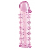 Гелевая розовая насадка на фаллос с шипами - 12 см. - Toyfa Basic - в Санкт-Петербурге купить с доставкой