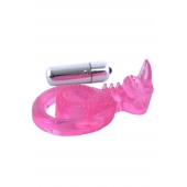 Розовая вибронасадка со стимулятор клитора   Язычок - Toyfa Basic - в Санкт-Петербурге купить с доставкой