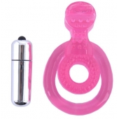 Розовая вибронасадка со стимулятор клитора   Язычок - Toyfa Basic - в Санкт-Петербурге купить с доставкой