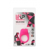 Розовое эрекционное кольцо с щеточкой LIT-UP SILICONE STIMU RING 5 - Dream Toys - в Санкт-Петербурге купить с доставкой