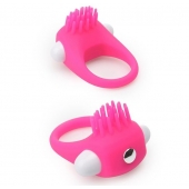 Розовое эрекционное кольцо с щеточкой LIT-UP SILICONE STIMU RING 5 - Dream Toys - в Санкт-Петербурге купить с доставкой