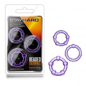 Набор из 3 фиолетовых эрекционных колец Stay Hard Beaded Cockrings - Blush Novelties - в Санкт-Петербурге купить с доставкой