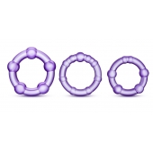 Набор из 3 фиолетовых эрекционных колец Stay Hard Beaded Cockrings - Blush Novelties - в Санкт-Петербурге купить с доставкой
