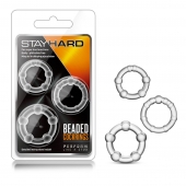 Набор из 3 прозрачных эрекционных колец Stay Hard Beaded Cockrings - Blush Novelties - в Санкт-Петербурге купить с доставкой