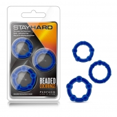 Набор из 3 синих эрекционных колец Stay Hard Beaded Cockrings - Blush Novelties - в Санкт-Петербурге купить с доставкой