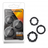 Набор из 3 чёрных эрекционных колец Stay Hard Beaded Cockrings - Blush Novelties - в Санкт-Петербурге купить с доставкой