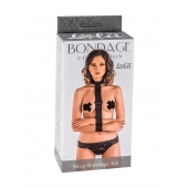 Ошейник с длинной лентой и наручниками Strap Bondage Kit Plus Size - Lola Games - купить с доставкой в Санкт-Петербурге