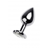 Серебристая анальная пробка с прозрачным кристаллом-сердцем - 8 см. - ToyFa - купить с доставкой в Санкт-Петербурге