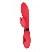 Красный вибратор Leyla с клиторальным отростком - 20,5 см. - Indeep