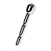 Серебристый уретральный плаг со стразом - 7 см. - ToyFa - купить с доставкой в Санкт-Петербурге