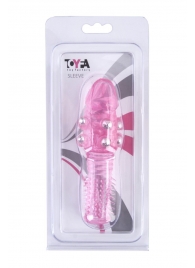 Стимулирующая розовая насадка с шишечками и шипами - 13,5 см. - Toyfa Basic - в Санкт-Петербурге купить с доставкой