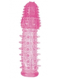 Закрытая насадка розового цвета с шипами и точками - 13,5 см. - Toyfa Basic - в Санкт-Петербурге купить с доставкой