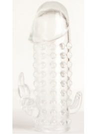 Гелевая прозрачная насадка с 2 отростками - 13 см. - Toyfa Basic - в Санкт-Петербурге купить с доставкой