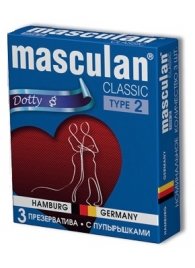 Розовые презервативы Masculan Classic Dotty с пупырышками - 3 шт. - Masculan - купить с доставкой в Санкт-Петербурге