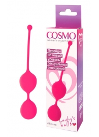 Розовые двойные вагинальные шарики Cosmo с хвостиком для извлечения - Bior toys