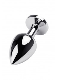 Серебристая коническая анальная пробка с красным кристаллом - 8 см. - ToyFa - купить с доставкой в Санкт-Петербурге