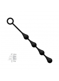Чёрная анальная цепочка из 4 капелек - 25 см. - Rubber Tech Ltd