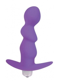 Фиолетовый рельефный вибромассажер с ограничителем - 9,5 см. - Bior toys
