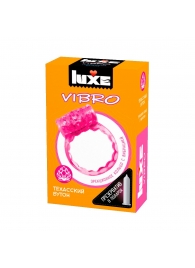 Розовое эрекционное виброкольцо LUXE VIBRO  Техасский бутон  + презерватив - Luxe - в Санкт-Петербурге купить с доставкой
