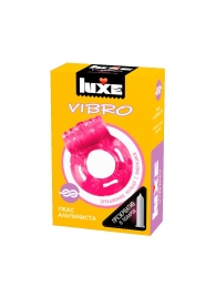 Розовое эрекционное виброкольцо Luxe VIBRO  Ужас Альпиниста  + презерватив - Luxe - в Санкт-Петербурге купить с доставкой