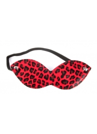 Красная маска на резиночке с леопардовыми пятнышками - Notabu - купить с доставкой в Санкт-Петербурге