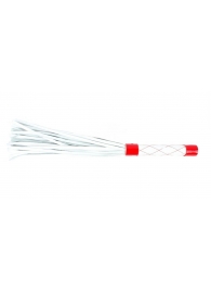 Бело-красная плеть средней длины с ручкой - 44 см. - БДСМ Арсенал - купить с доставкой в Санкт-Петербурге