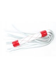 Бело-красная плеть средней длины с ручкой - 44 см. - БДСМ Арсенал - купить с доставкой в Санкт-Петербурге