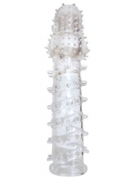 Закрытая прозрачная рельефная насадка с шипиками Crystal sleeve - 13,5 см. - Erowoman-Eroman - в Санкт-Петербурге купить с доставкой