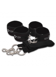 Две пары черных наручников, крепящиеся к матрасу - Lux Fetish - купить с доставкой в Санкт-Петербурге
