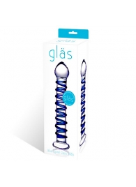 Стеклянный фаллоимитатор с голубой внешней спиралью - 18,5 см. - Glas